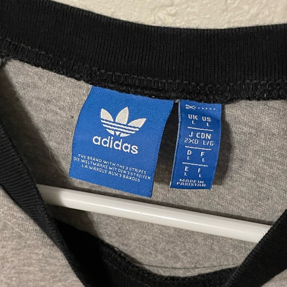 Adidas Originals Trefoil Black & Heathered Grey Baseball Tee - Picture 2 of 4